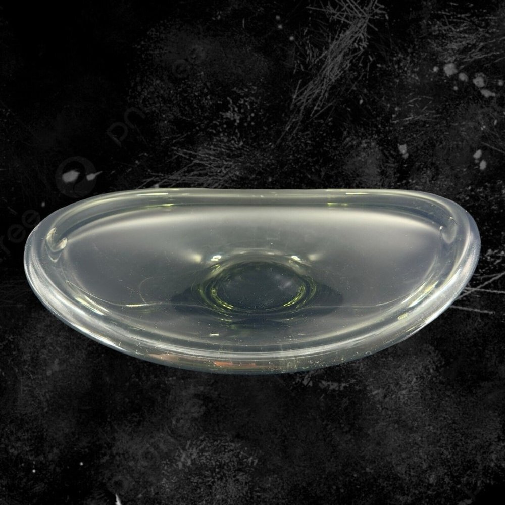 Vintage MCM Holmegaard Per Lutken Smoked Extra Large Art Glass Bowl Dish‎ Signed